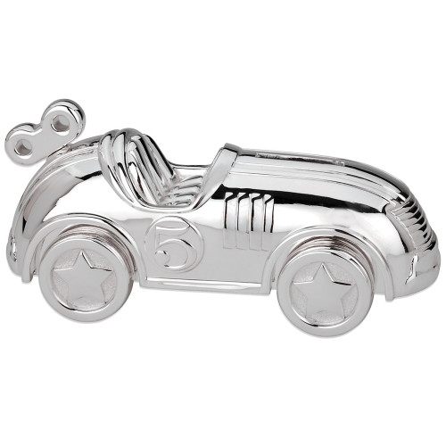 7.25" Classic Silver Race Car Silverplate Bank - IMAGE 1