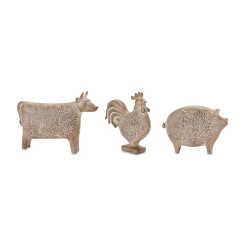 Floral Etched Farm Animals Tabletop Decorations - 7.75" - IMAGE 1