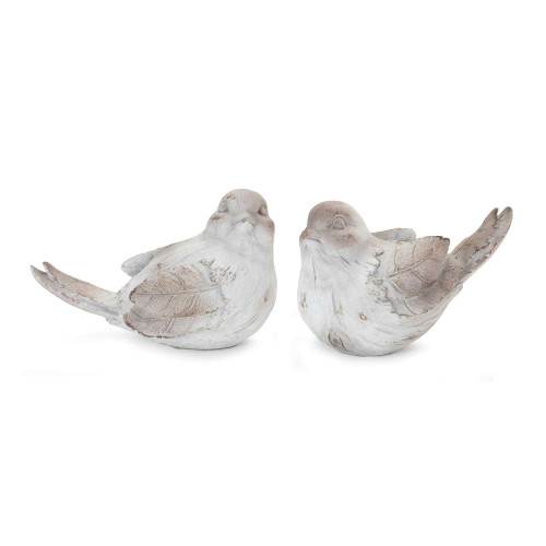 Washed Bird Figurines - 6" - White - Set of 4 - IMAGE 1