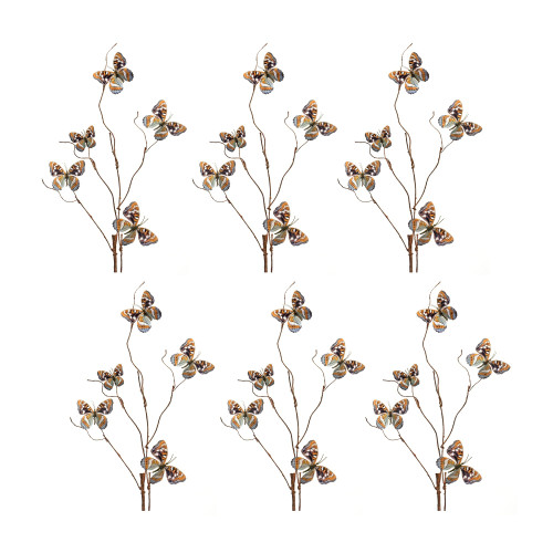 Butterflies Artificial Sprays - 39" - Orange and Brown - Set of 6 - IMAGE 1