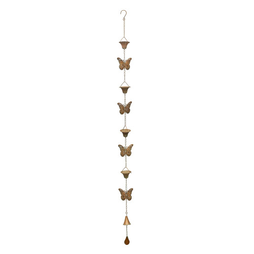 Butterfly Outdoor Hanging Rain Chain - 61.5" - Brown - IMAGE 1