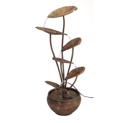 Lotus Leaf Cascading Fountain - 30.5” - Aged Bronze - IMAGE 1