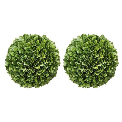 Boxwood Orb Artificial Outdoor Topiary Plants - 6.5" - Green - Set of 2 - IMAGE 1