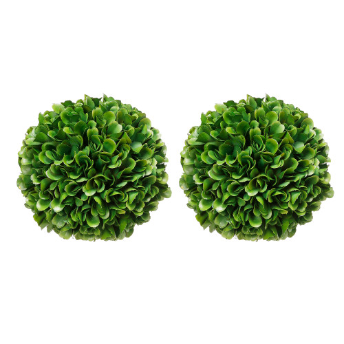 Orb Boxwood Artificial Outdoor Topiary Plants - 5" - Green - Set of 2 - IMAGE 1