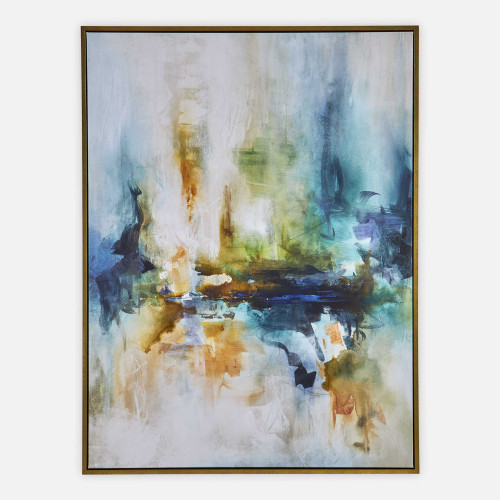 Handcrafted Abstract Excursion Framed Canvas Wall Art - 55.5" x 41.5" - IMAGE 1