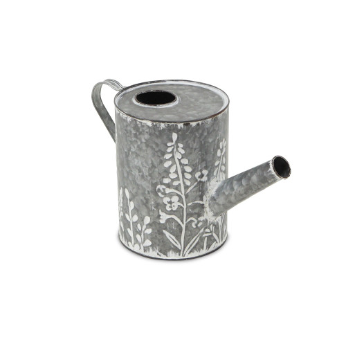 13.25" White and Gray Rustic Pitcher Decor with Garden Style - IMAGE 1