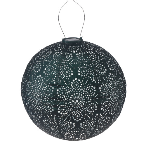 Round Floral LED Lighted Bazaar Lantern - 17.5" - Green - IMAGE 1