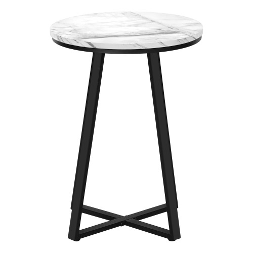 Round Marble Accent Table - 21.75" - White and Black - IMAGE 1