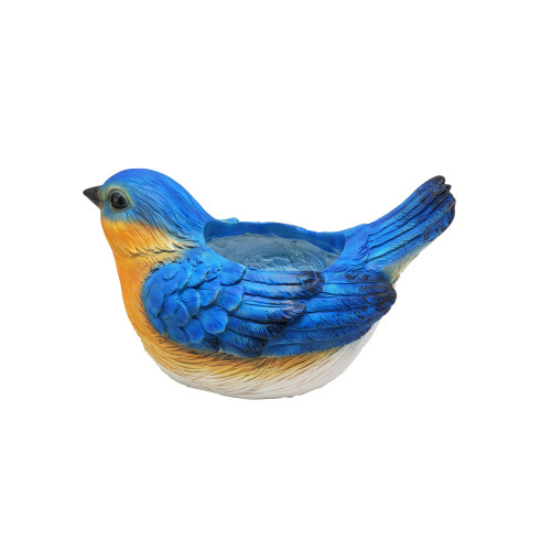 Sitting Bluebird Outdoor Garden Planter - 15.5" - Blue and Orange - IMAGE 1