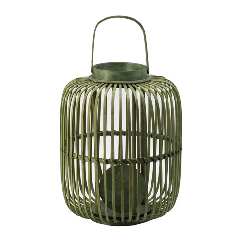 Vintage Style Bamboo Candle Lantern - 17" - Green - IMAGE 1
