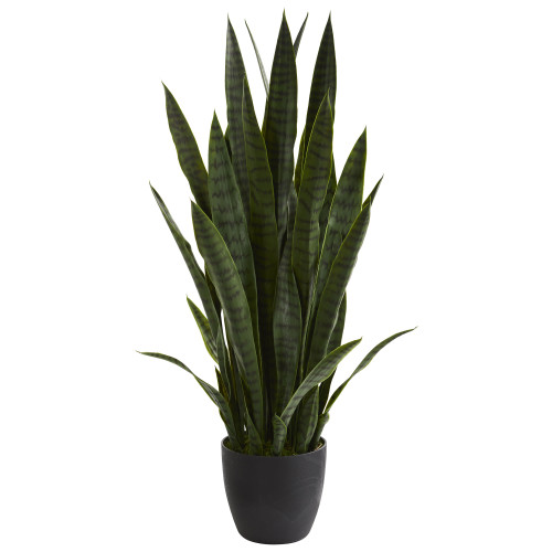 35" Artificial Sansevieria Plant with Black Planter - IMAGE 1