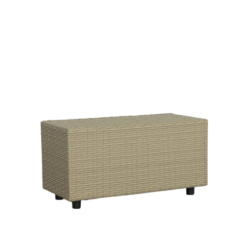 Woven Resin Wicker Outdoor End Table - 35" - Brown - IMAGE 1
