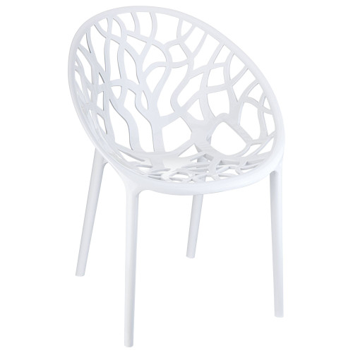 31" White Glossy Stackable Outdoor Patio Dining Chair - IMAGE 1