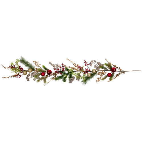 Ball Ornaments Glittered Artificial Christmas Garland - 5' x 10" - Unlit - IMAGE 1