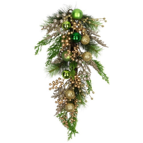 Ball Ornaments and Berries Glittered Artificial Christmas Swag - 25" - IMAGE 1