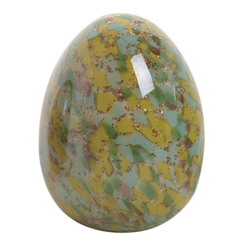 5.5" Green and Blue Glass Easter Confetti Egg Tabletop Decor - IMAGE 1