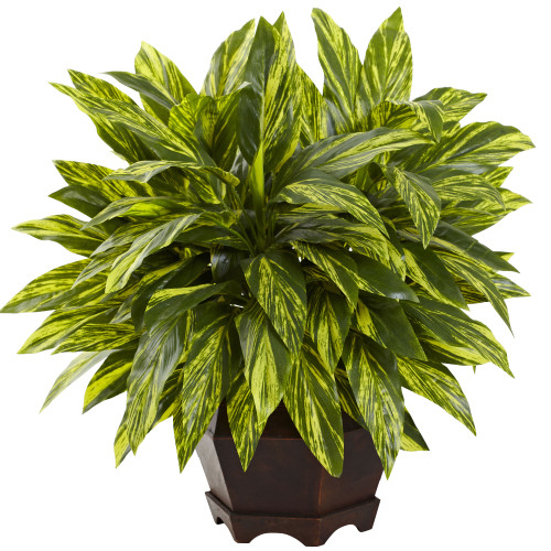 20" Artificial Tradescantia Plant with Black Hexagon Planter - IMAGE 1