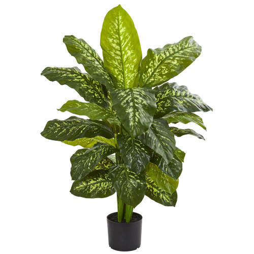 3.5' Artificial Dieffenbachia Plant in Black Pot - IMAGE 1