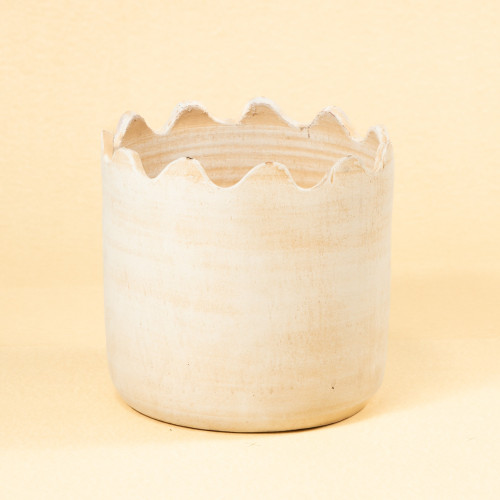 Large Wave Accent Pot - 15" - Beige - IMAGE 1