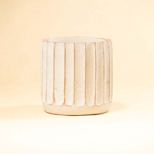 Rustic Fluted Pot - 10" - White - IMAGE 1
