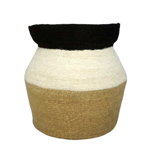 Seagrass Basket - 19.5" - Black, Beige and White - IMAGE 1