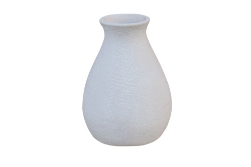 Gourd-Shaped Paper Mache Vase - 11.25" - White - IMAGE 1