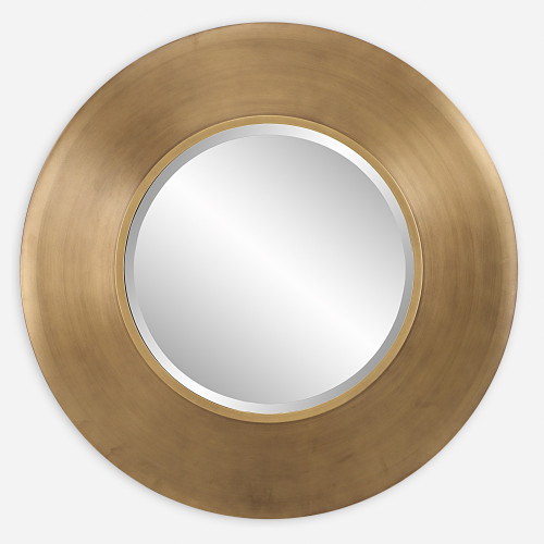 Beveled Round Framed Wall Mirror - 29.5" - Gold - IMAGE 1