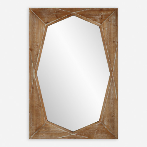 Geometric Framed Rectangular Wall Mirror - 52.25" - Brown - IMAGE 1