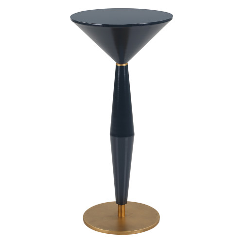 Tapered and Sleek Round Top Accent Table - 25.5" - Navy Blue - IMAGE 1
