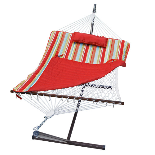 144" Striped Cotton Soft Comfort Hammock with Frame - IMAGE 1