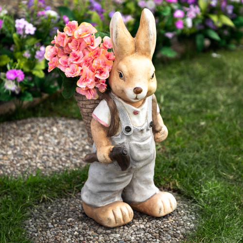 Boy Rabbit Outdoor Easter Garden Planter - 19.25" - IMAGE 1
