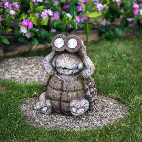 Turtle with Binoculars Outdoor Solar Lighted Garden Statue - 11.5" - IMAGE 1