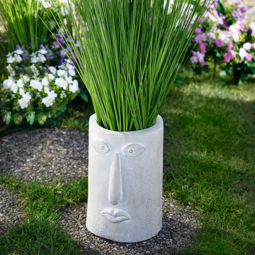 Large Abstract Face Ceramic Outdoor Garden Planter - 12.25" - IMAGE 1