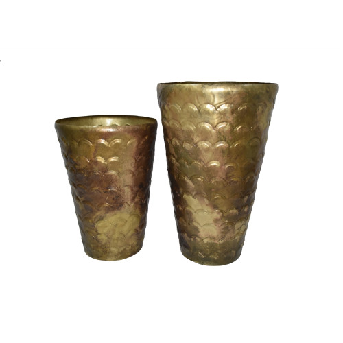 Accent Planters - 21.75" - Brass Tone - Set of 2 - IMAGE 1