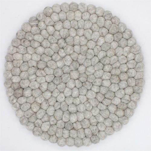 Round Wool Pom Trivet - 13.5" - Gray - IMAGE 1