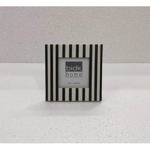 Striped Picture Frame - for 4" x 4" Photo - Black and White - IMAGE 1