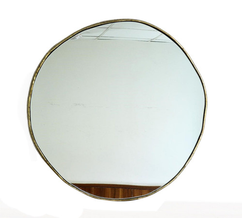 Brass-Finish Round Wall Mirror - 24" - IMAGE 1