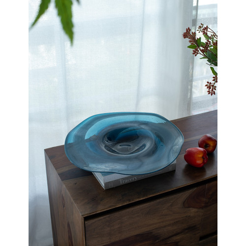 Swirling Glass Charger Plate - 17.25" - Blue - IMAGE 1