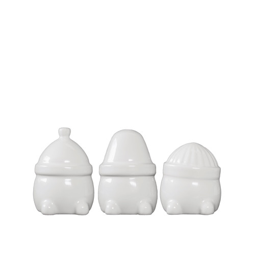 Shiny Hipster Santa Gnome Triplet Christmas Figurines - 2.75" - White - Set of 3 - IMAGE 1