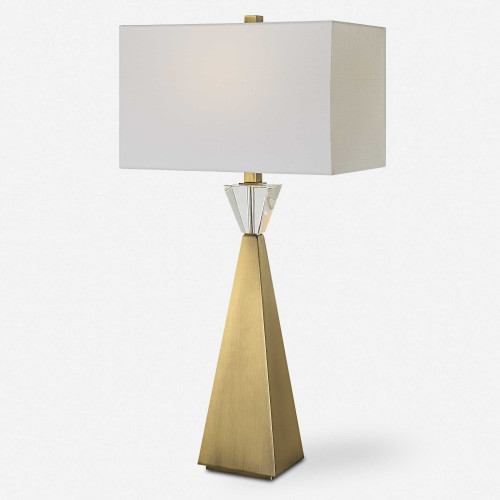Tapered Base Table Lamp with Rectangular Shade - 31.75" - Brass Finish - IMAGE 1