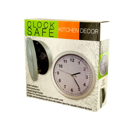 Pack of 4 Kitchen Wall Clock with Hidden Safe 9.75" - IMAGE 1