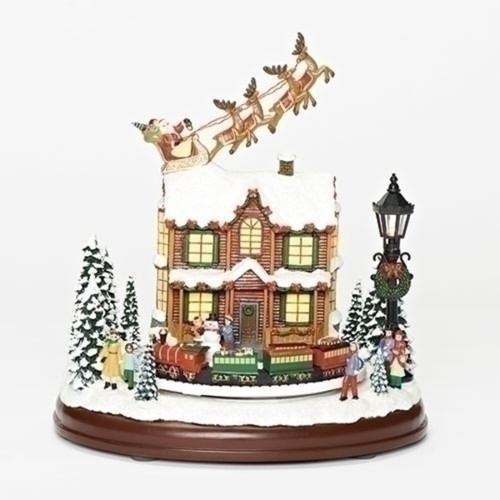 9.25" LED Lighted and Musical Santa Over House Christmas Village Building - IMAGE 1