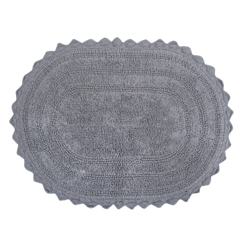17" x 24" Gray Small Oval Home and Bathroom Essentials Crochet Bath Mat - IMAGE 1