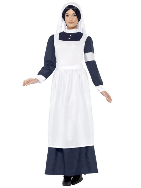 42" Blue and White Great War Nurse Women Adult Halloween Costume - Large - IMAGE 1