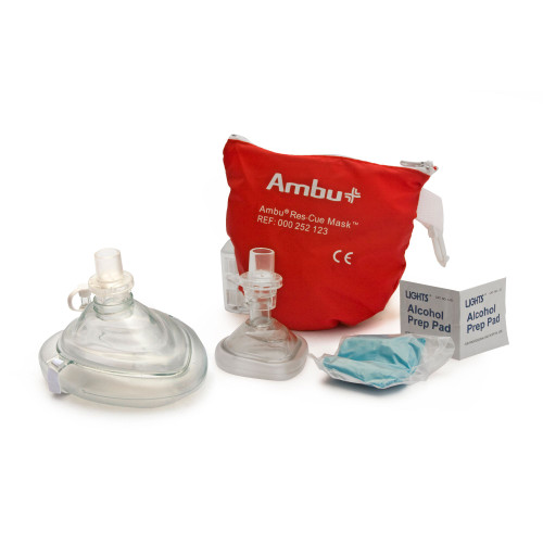 6" Red and Clear KEMP USA Emergency and Rescue Accessories Adult and Child Ambu-CPR Mask Combo in Soft Pouch - IMAGE 1