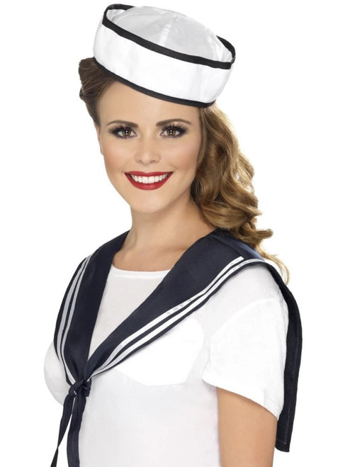 29" White Sailor Women Adult Halloween Scarf and Hat Costume Accessory - One Size - IMAGE 1
