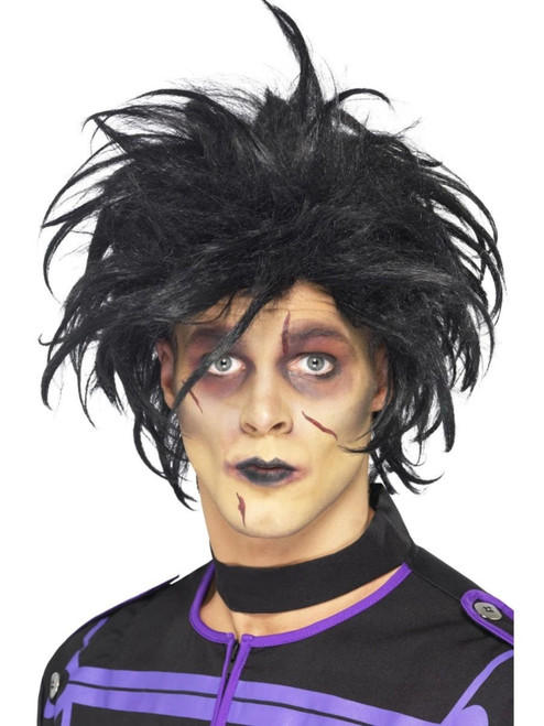 26" Black Psycho Zombie Men Adult Halloween Wig Costume Accessory - One Size - IMAGE 1