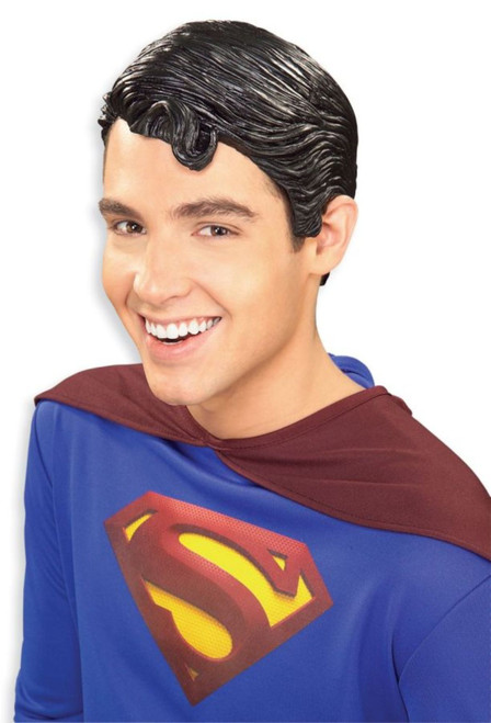 Black Superman Adult Halloween Wig Costume Accessory - One Size - IMAGE 1