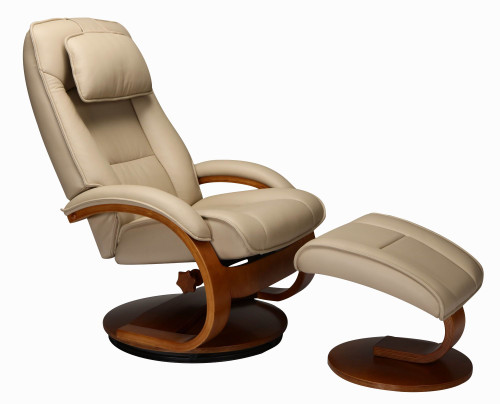 44.75" Beige and Brown Brampton Recliner Chair with Ottoman - IMAGE 1