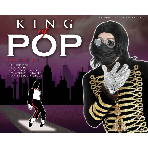 Black and Gold King of Pop Men Adult Halloween Kit Costume Accessory - One Size - IMAGE 1